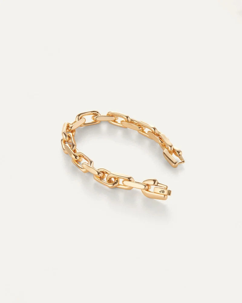 Jenny Bird Loire gold bracelet with faceted links and open foldover clasp