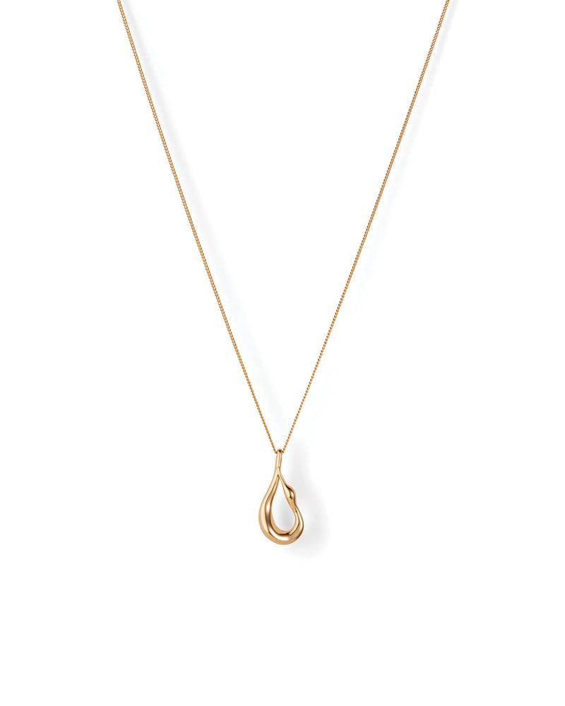 Jenny Bird Mini Egret Pendant Necklace in gold — hanging display, Lemonberry Aurora.