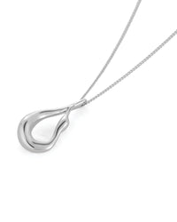 Jenny Bird Mini Egret Pendant Necklace in silver — close-up of sculpted teardrop, Lemonberry Aurora.