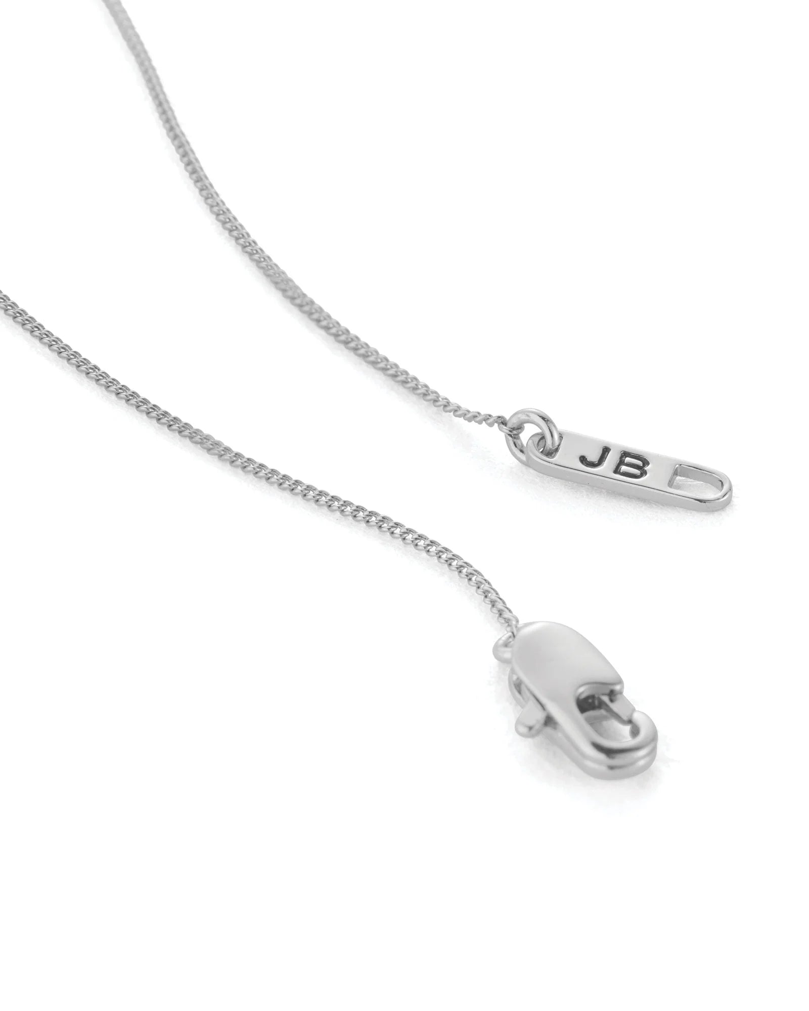 Jenny Bird Mini Egret Pendant Necklace in silver — clasp detail, Lemonberry Aurora.