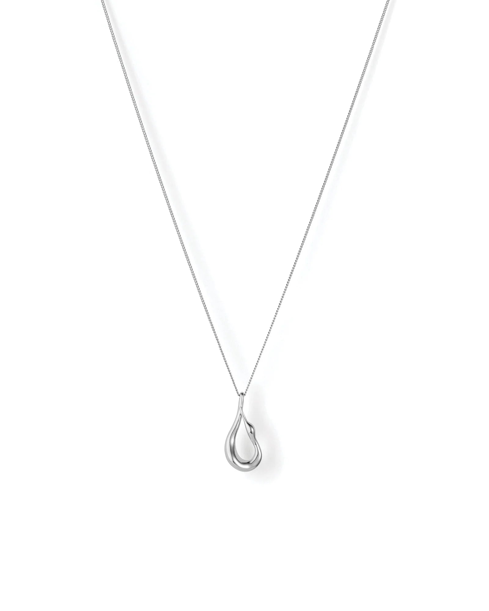 Jenny Bird Mini Egret Pendant Necklace in silver — hanging display, Lemonberry Aurora.