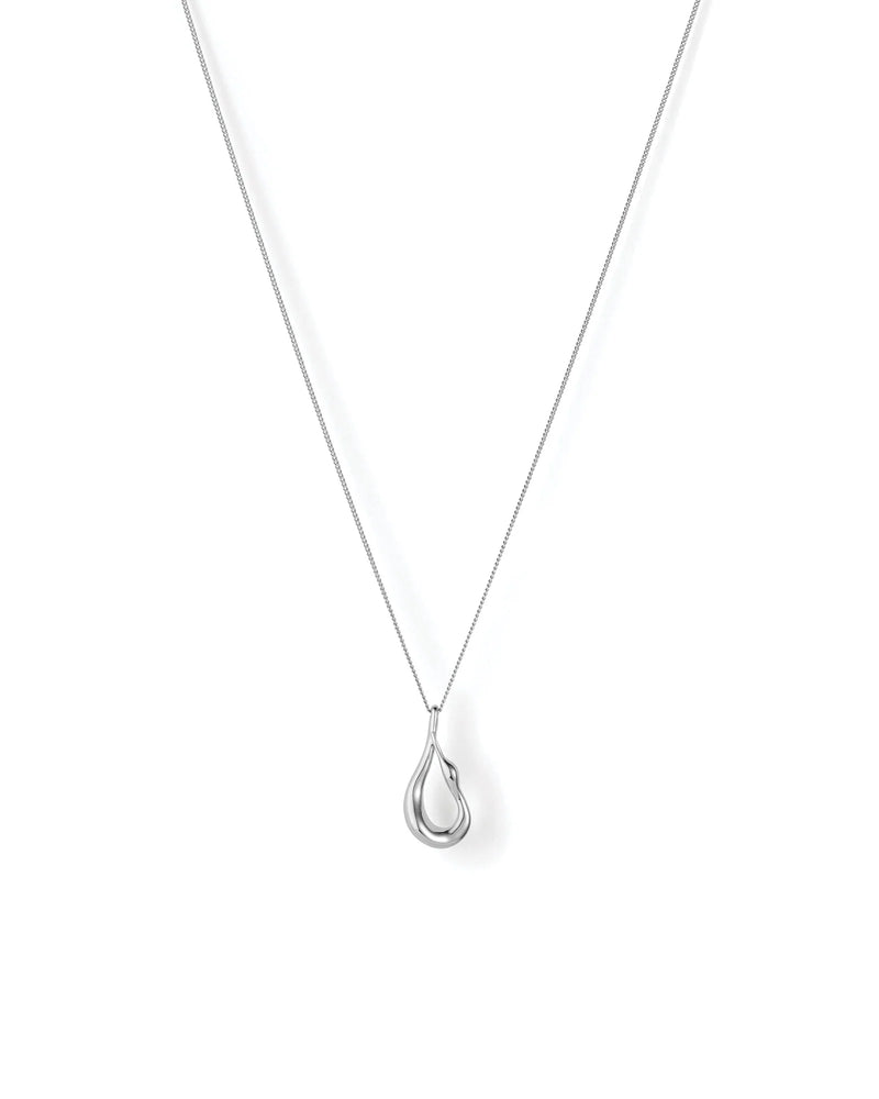 Jenny Bird Mini Egret Pendant Necklace in silver — hanging display, Lemonberry Aurora.