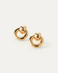 Front view of Jenny Bird Mini Puffy Faye Knocker Earrings in high-polish gold