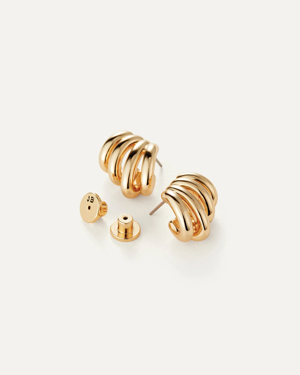 Jenny Bird Monroe Earrings Gold with flat disc backing detail view at Lemonberry Aurora