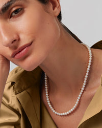 Jenny Bird Noa necklace freshwater pearl strand model close up Lemonberry Aurora
