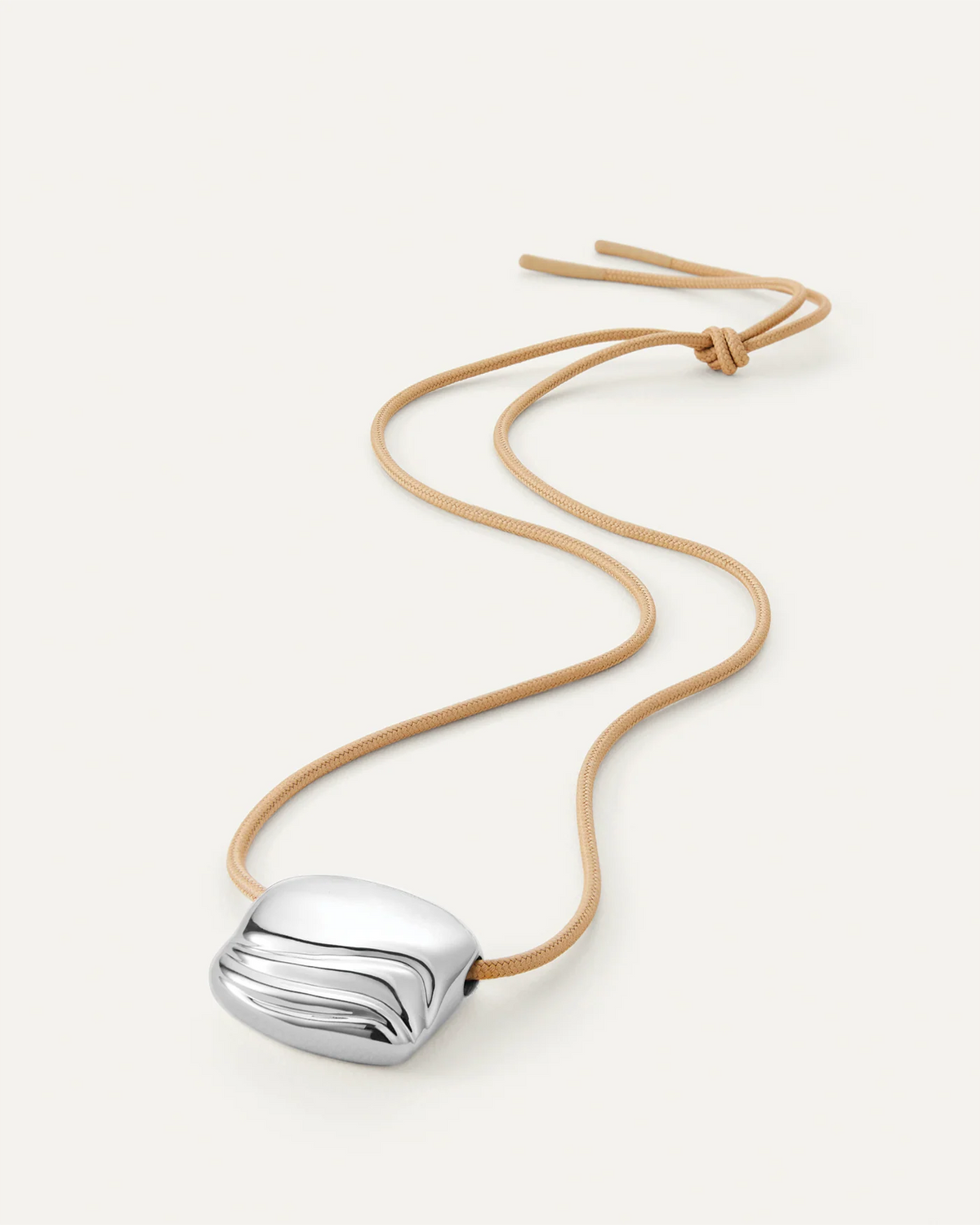 Jenny Bird Rue Rope Necklace in silver flat lay