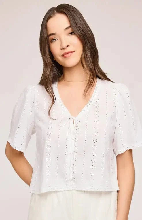Gentle Fawn Jessa Top in White Eyelet available at Lemonberry Boutique