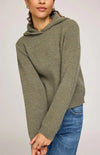 Gentle Fawn Jessica sweater in moss green, waffle-knit hoodie, styled with jeans – Newmarket boutique