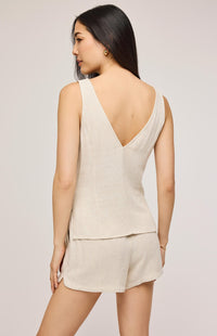 Back view of Jules Tank by Gentle Fawn in lightweight linen blend