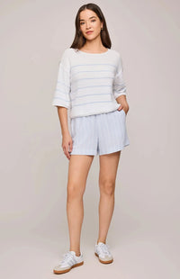 Gentle Fawn Kerrigan Sweater – soft slub knit striped sweater with rolled hems, perfect for stylish spring luncheons. 