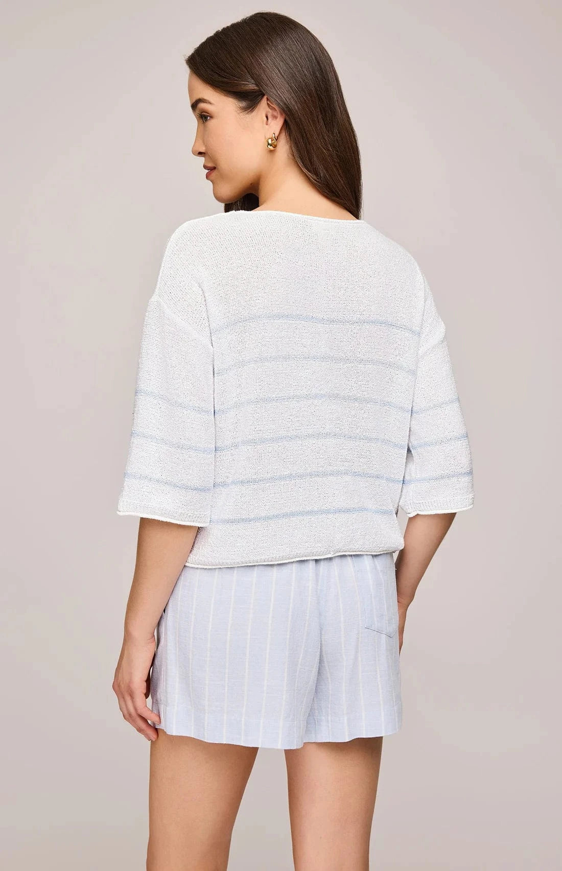Gentle Fawn Kerrigan Sweater – back view of striped slub knit sweater with relaxed fit, available at Lemonberry, Aurora, ON.