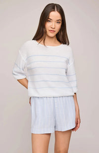 Gentle Fawn Kerrigan Sweater – textured slub knit fabric with narrow stripes, detailed close-up, shop at Lemonberry, Aurora, ON.
