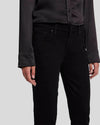 Close-up of the front of Kimmie Straight B(Air) jeans, showcasing the button closure, zip fly, and premium stretch denim.