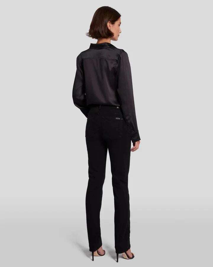 Full back view of Kimmie Straight B(Air) jeans in rinsed black, highlighting the flattering fit and back pocket detailing.

