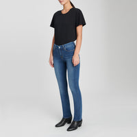 women’s medium wash straight jeans side view 7 For All Mankind Lemonberry Aurora styled