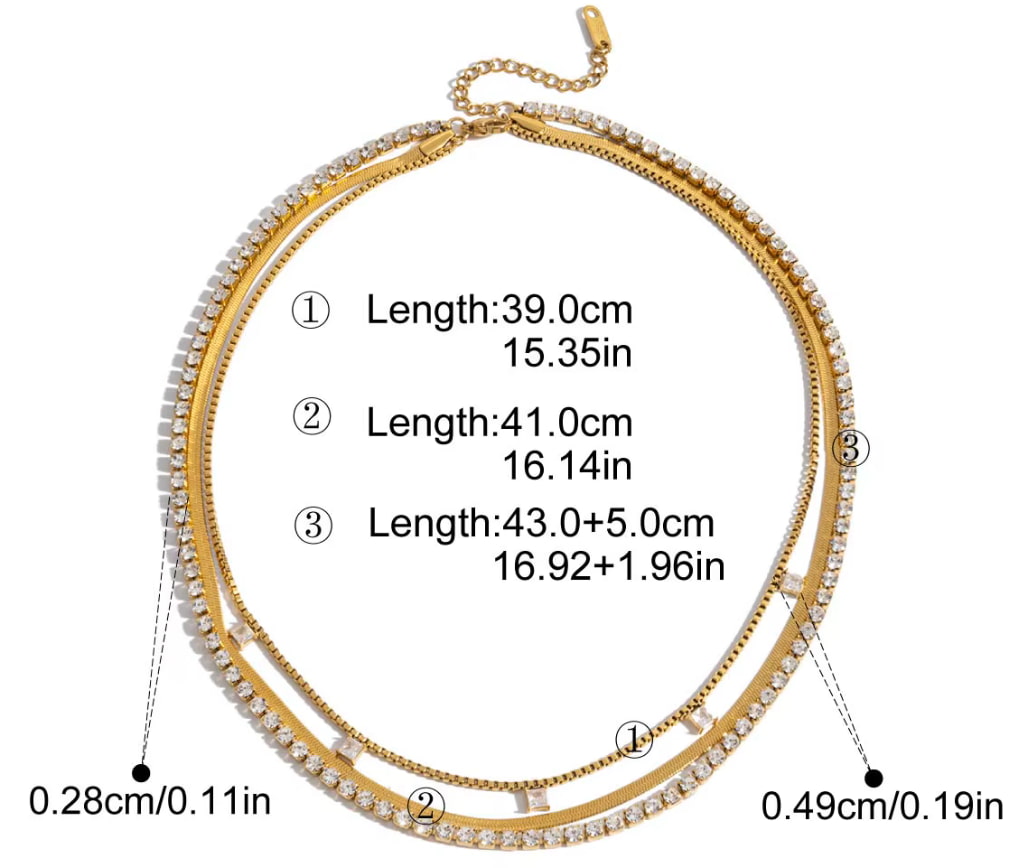 Gold layered chain necklace with CZ details, Hoopla, detail view — Lemonberry Aurora