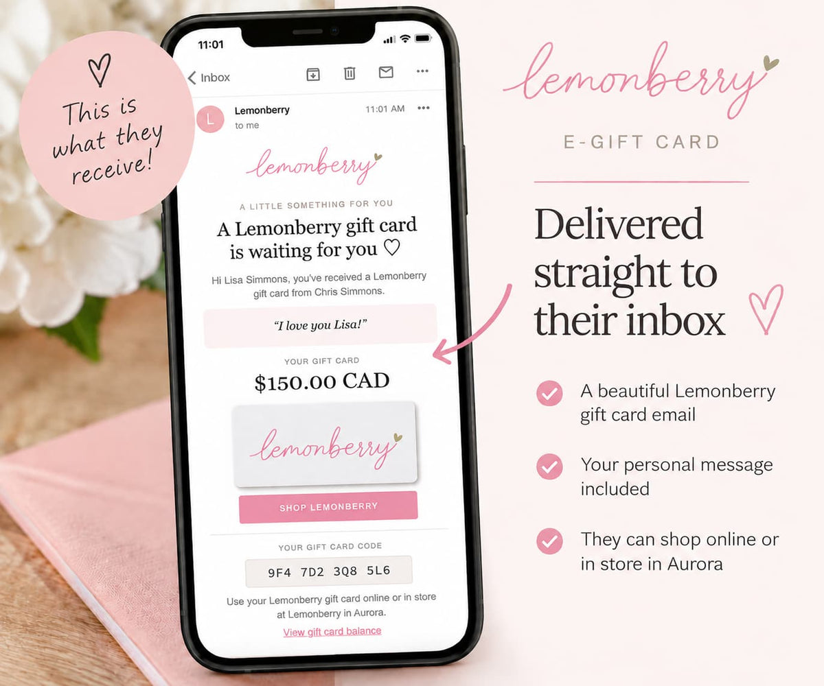 Lemonberry E-Gift Card delivered by email with personal message and gift card code