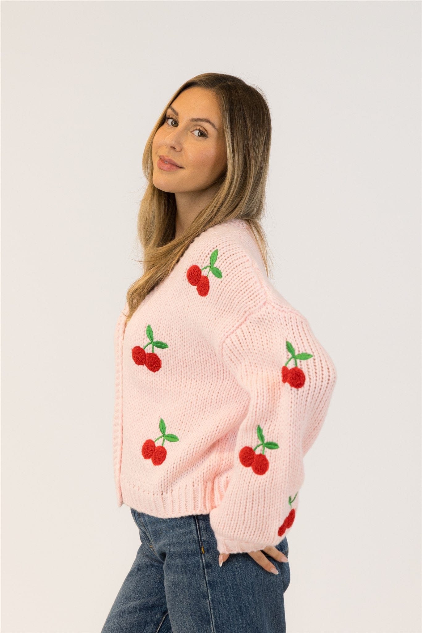 Lexi Cherry Cardigan – Fun Knit Sweater for Fall | Canada-Wide