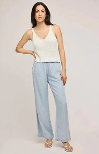 Gentle Fawn white knit v-neck tank top, front angle, Lemonberry boutique Aurora