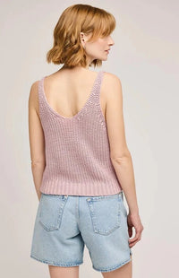 Back view of light pink Lizzie tank, Gentle Fawn knitwear, Lemonberry in Aurora ON