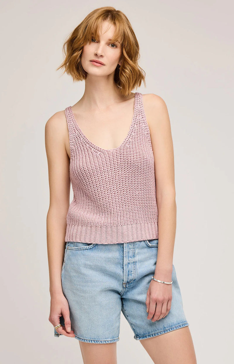 Gentle Fawn light pink slim knit tank top, front angle, Lemonberry boutique Aurora