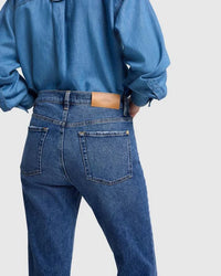 Logan Stovepipe Jeans – Close-Up of Back Pockets and Denim Texture