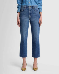 Logan Stovepipe Jeans – Close-Up of Waistband and Zip Closure