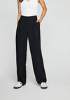 Close-up of the Lottie Pant in black, front view, highlighting the fabric texture and side pockets. Available at Lemonberry, Aurora, ON.