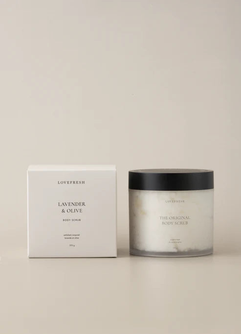 Lavender & Olive Lovefresh Body Scrub — calming natural exfoliant handmade in Toronto