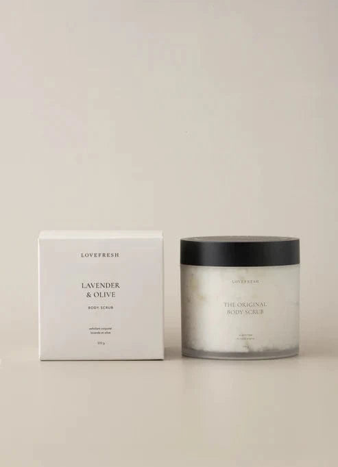 Lavender & Olive Lovefresh Body Scrub — calming natural exfoliant handmade in Toronto