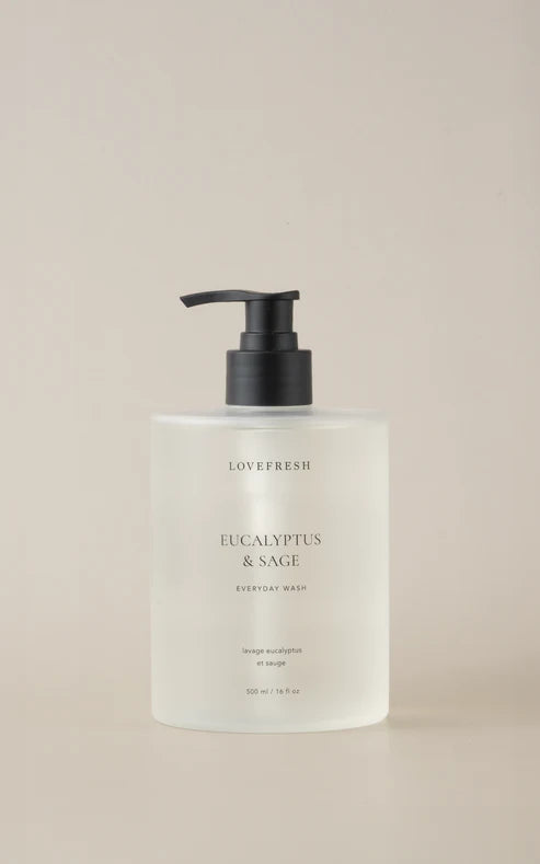 Lovefresh Everyday Wash – Eucalyptus & Sage variant with black pump.