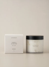 Lovefresh Vanilla & Orange sugar scrub – gentle exfoliator available at Lemonberry in Aurora, ON
