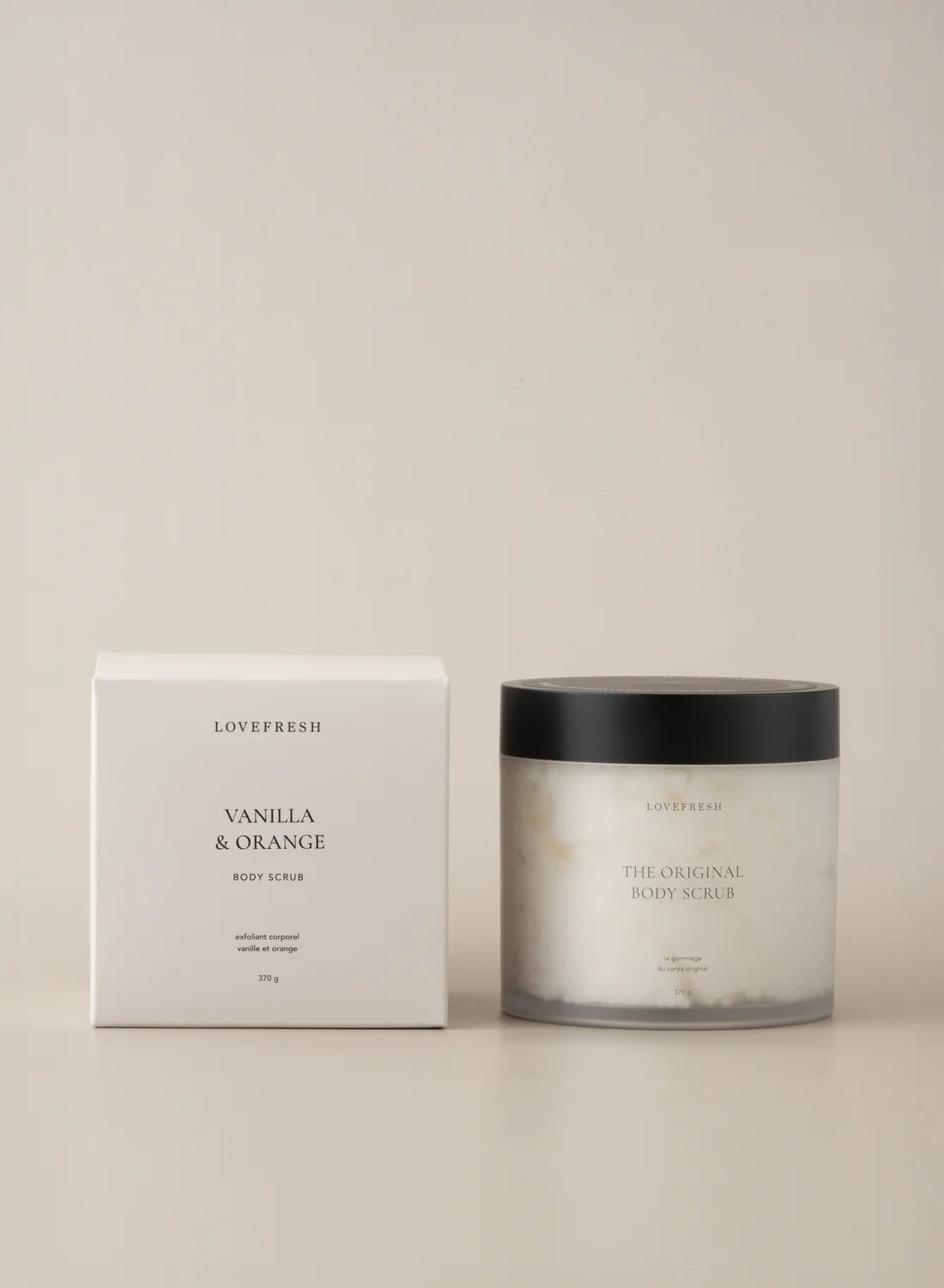 Lovefresh Vanilla & Orange sugar scrub – gentle exfoliator available at Lemonberry in Aurora, ON