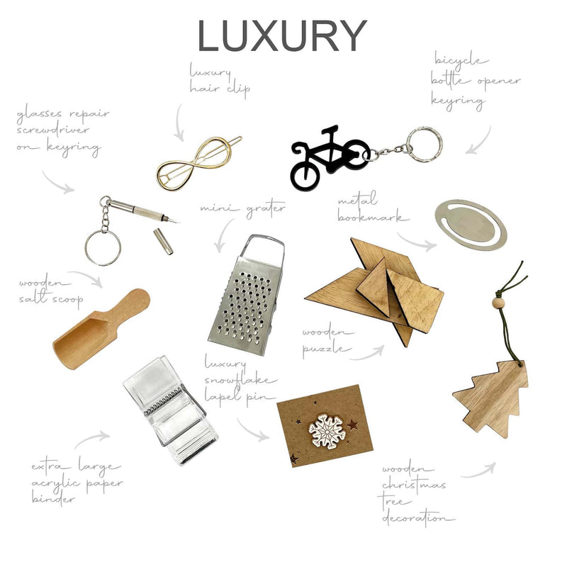 Luxury Christmas Cracker Gifts Assortment Lemonberry Aurora flat lay