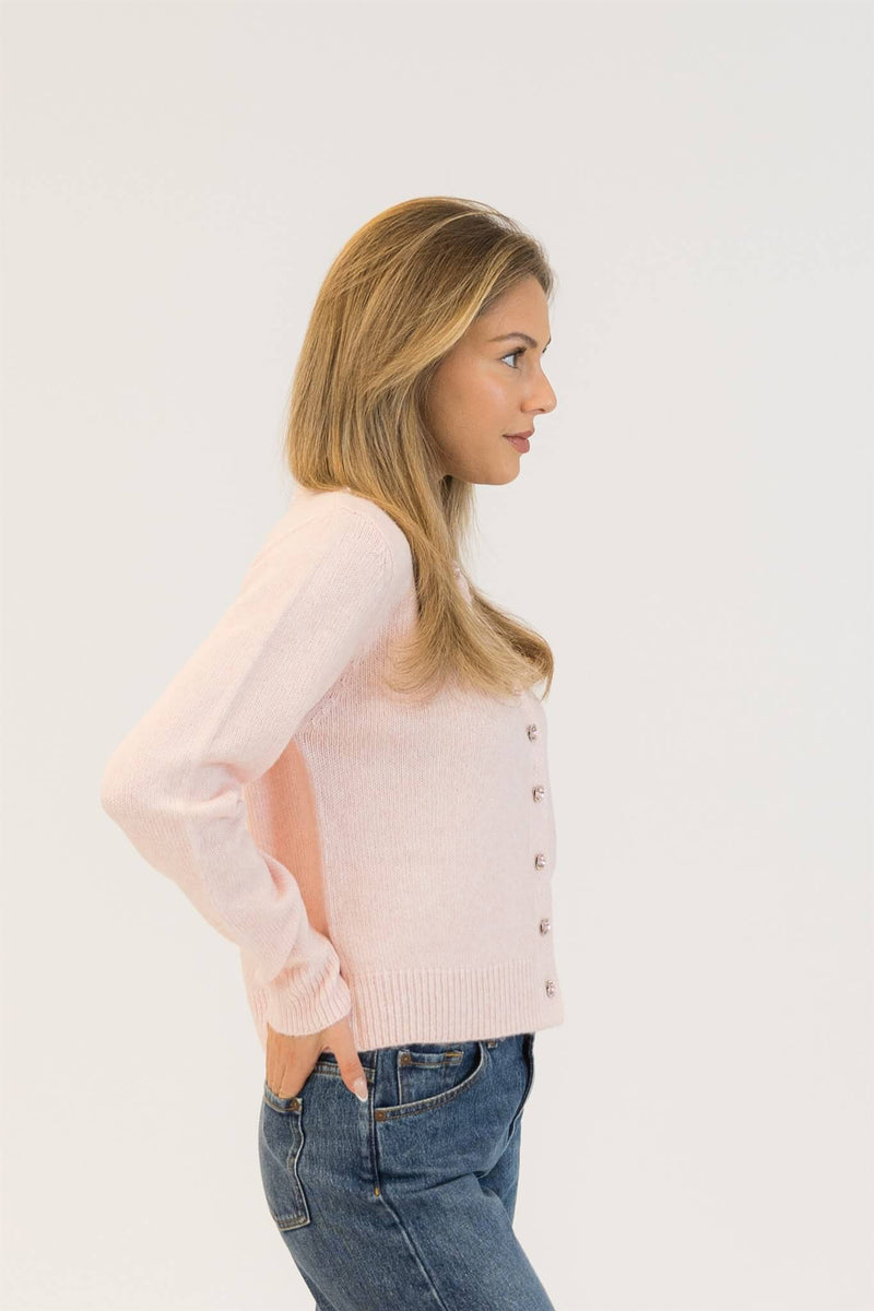 Detail shot of side accents on Aisha Crystal sweater