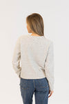 Back of Aisha Pearl sweater in grey marl