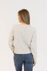 Back of Aisha Pearl sweater in grey marl