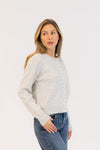 Side view of Aisha Pearl grey marl sweater by Lyla & Luxe