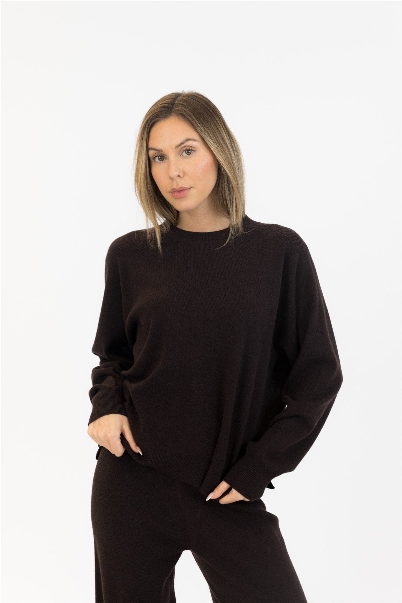 Lyla & Luxe Tops Claret Crewneck by Lyla & Luxe available at Lemonberry Boutique Aurora