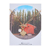 Gold Maple Leaf Toggle Necklace with pearl charm – displayed on card packaging with forest cabin design