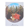 Gold Maple Leaf Toggle Necklace with pearl charm – displayed on card packaging with forest cabin design