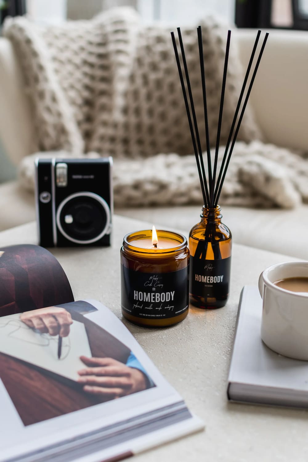 Market Candle Company Homebody soy candle displayed in a cosy home setting at Lemonberry Aurora