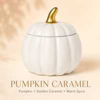 Market Candle Company Pumpkin Caramel ceramic candle with pumpkin, caramel and warm spice scent notes at Lemonberry Aurora