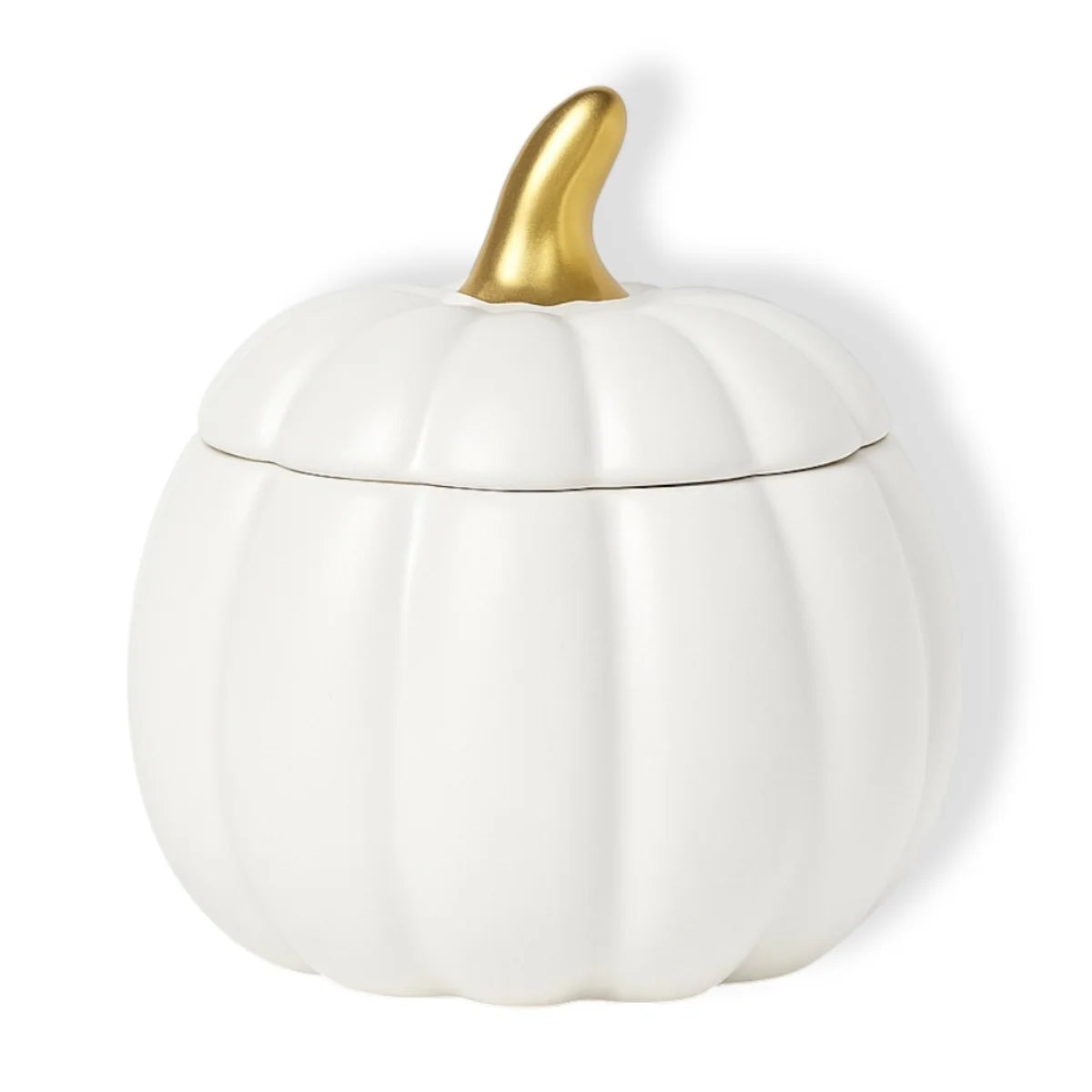Pumpkin Ceramic Candle in white