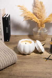 Pumpkin Ceramic Candle in white