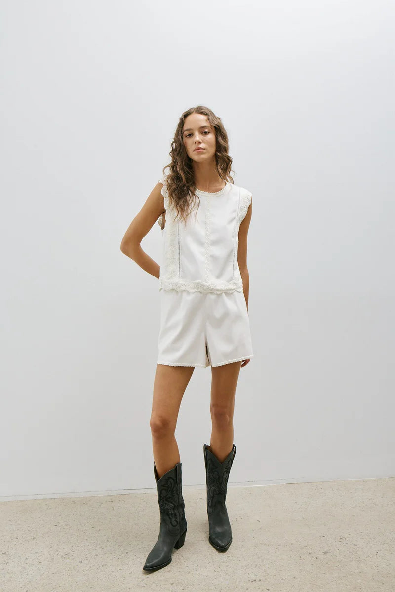 Melissa Nepton Attie Top Off White Crochet Detail