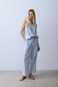 Melissa Nepton Bassin Shirt Navy Stripe Linen Blend