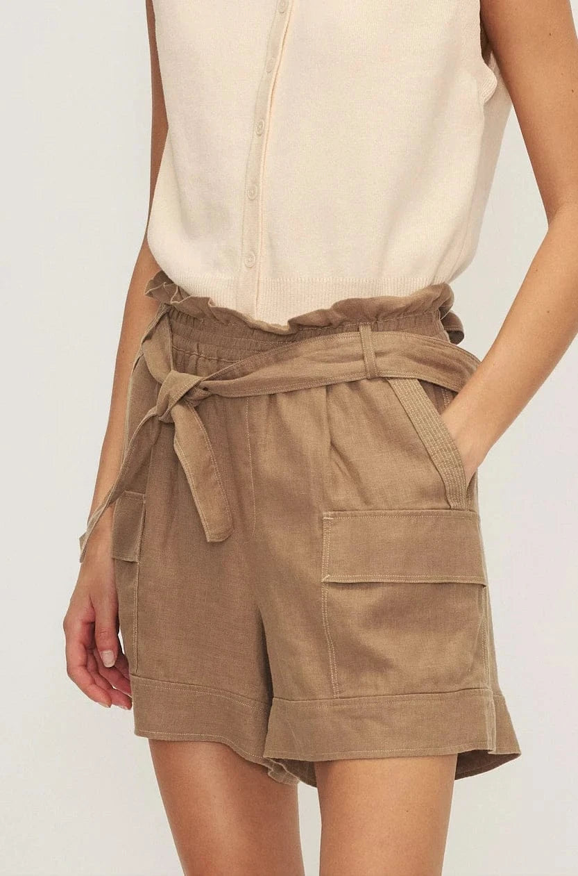 Melissa Nepton Bottoms Spencer Short by Melissa Nepton - Khaki Linen Shorts available at Lemonberry Boutique Aurora