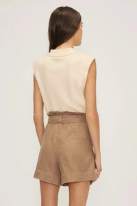 Melissa Nepton Bottoms Spencer Short by Melissa Nepton - Khaki Linen Shorts available at Lemonberry Boutique Aurora