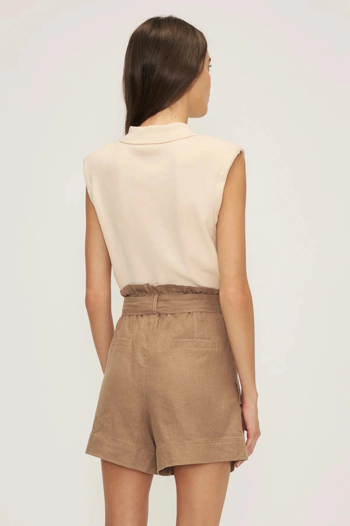 Melissa Nepton Bottoms Spencer Short by Melissa Nepton - Khaki Linen Shorts available at Lemonberry Boutique Aurora